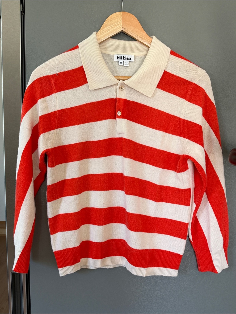 Bill Blass Cashmere Long Sleeve Collared Polo Sweater Size M
